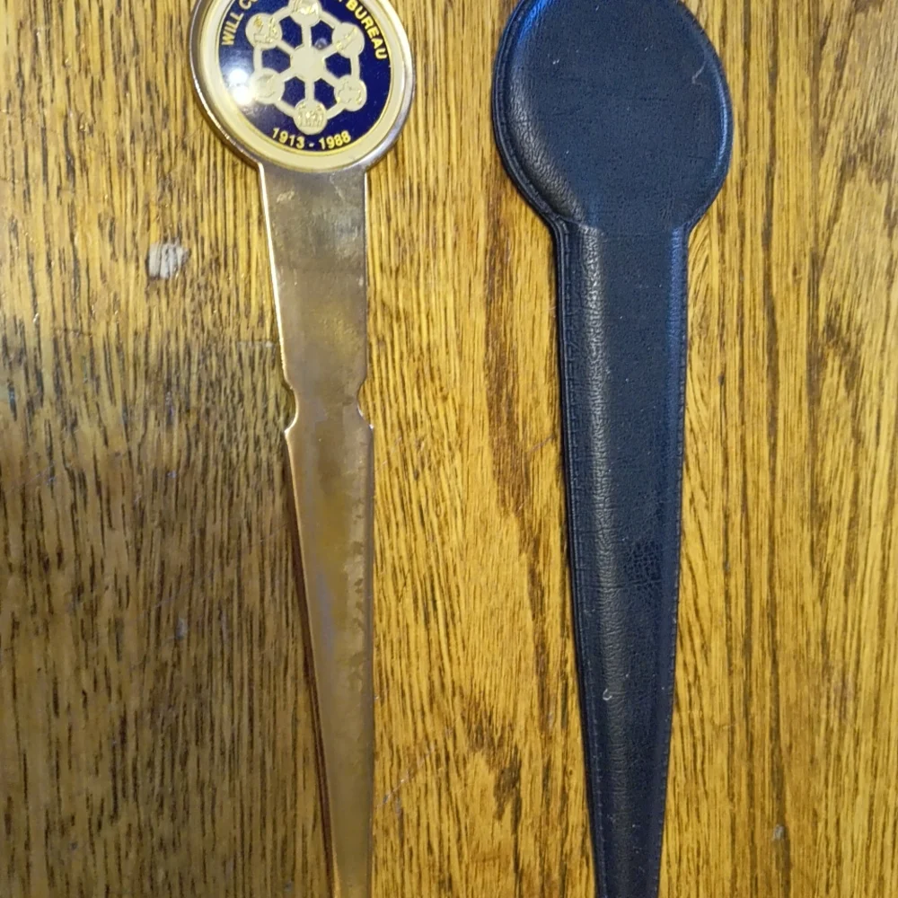 Vintage Will County Farm Bureau 75th Anniversary Letter Opener 1913-1988 w/...